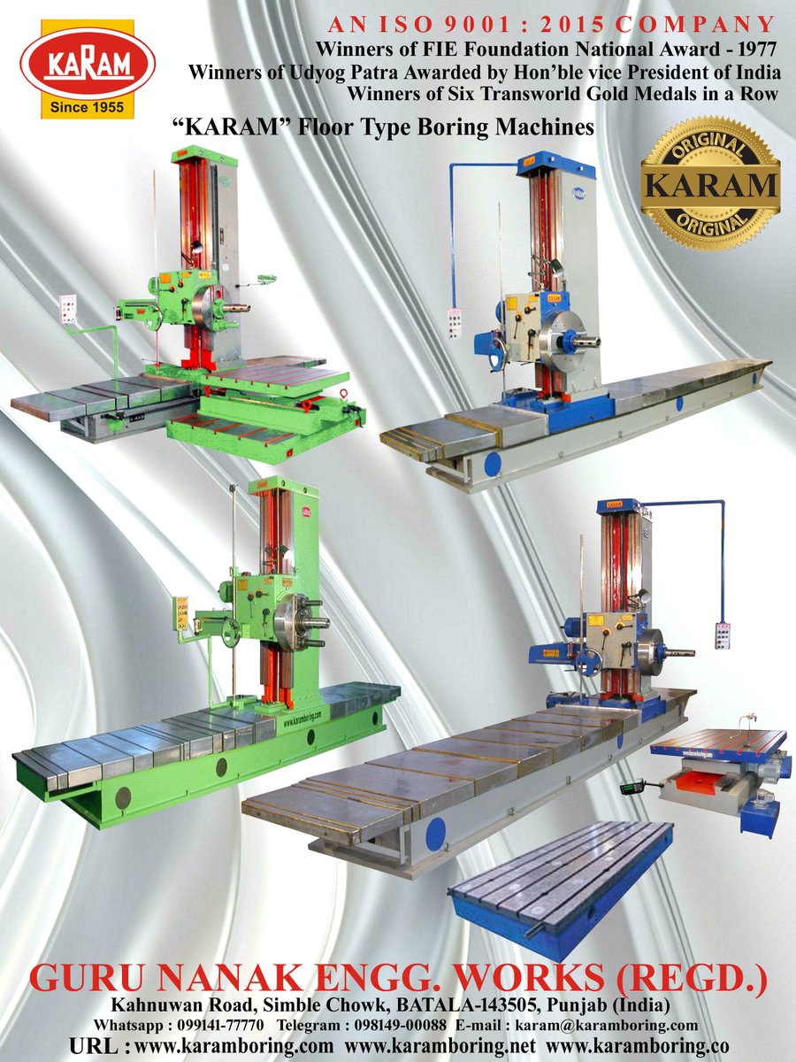 Range of 'KARAM' FLOOR TYPE BORING MACHINES.
For your queries/requirement, please contact :
WhatsApp : +91-9814900088
Email Id:- karam@karamboring.com
URL:- karamboring.com karamboring.co