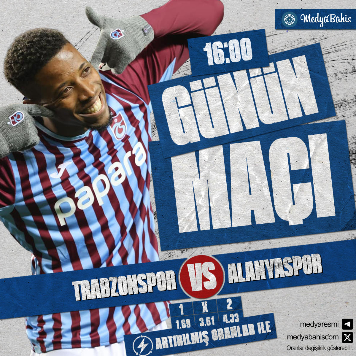 🏆 Medya'da Günün Maçları!
👉 cutt.ly/3eUUNOPy
🎁 %100 Risksiz Bahis ile hemen oyna!