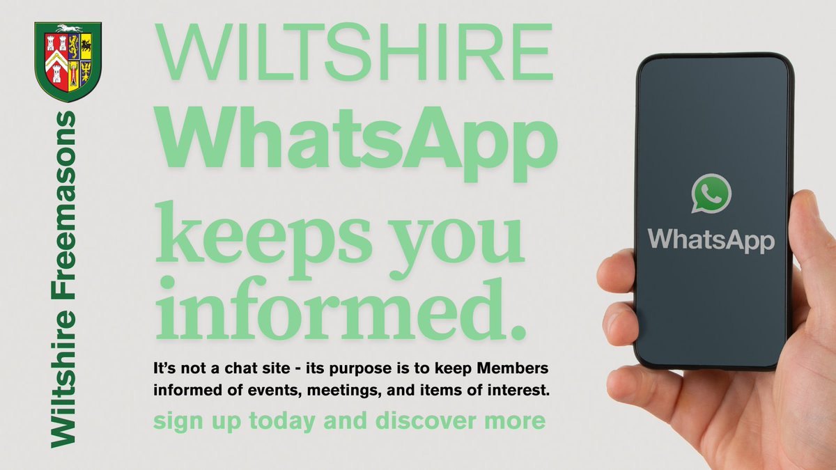 We are using WhatsApp to keep our members updated with everything that's happening in the Province.  If you want to be included just contact Vince - provadmin@wiltshirefreemasons.org.uk <a href="/pgm_pglwilts/">ProvGMWiltshire</a> <a href="/UGLE_GrandLodge/">United Grand Lodge of England</a> <a href="/Freemasonry2day/">Freemasonry Today</a>