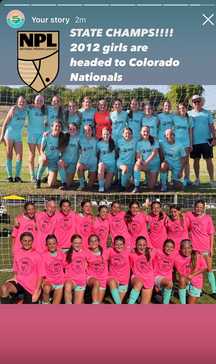 Congratulations to our 2012 girls as they are NPL State Champs!!! They claim their spot in Colorado for Nationals in July