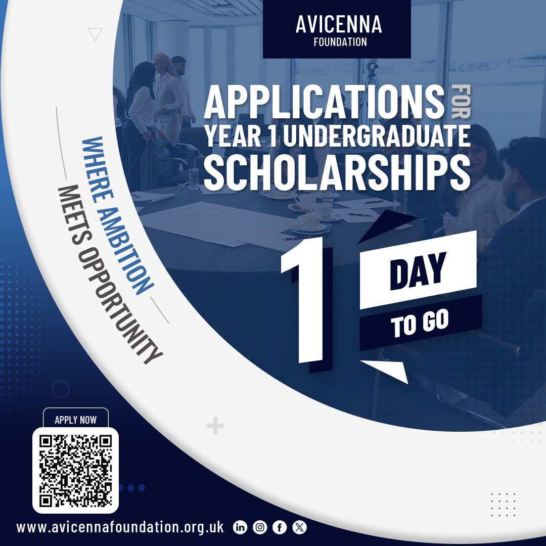 ⏳ Time is ticking! ⏳

The Avicenna Foundation 2025 applications are still open – but not for long! If you're a driven student looking for support, mentorship, and development, this is your chance.

Apply now before it’s too late! 🔗avicennafoundation.org.uk/scholarship/ 

#Scholarships
