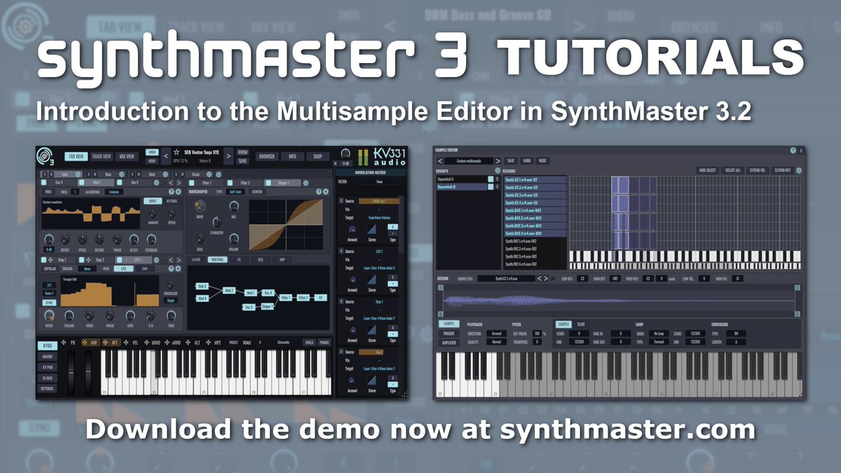 Here's our in-depth tutorial on the updated Multisample Editor in SynthMaster 3.2: youtube.com/watch?v=TFUg4G… Our Spring Sale ends on May 4, so don't miss out and grab SynthMaster 3 while it is $49!