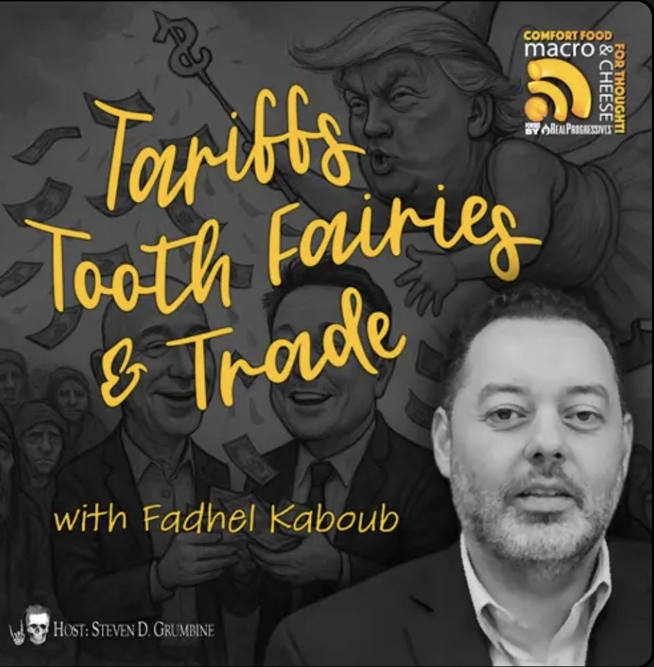 This is my latest podcast about tariffs, trade, and the economics of tooth fairies that created DOGE.
As always, special thanks to Steven D Grumbine and the entire team of Macro N Cheese &amp; Real Progressives. Take a listen 👇🏼
realprogressives.org/mnc-podcast-ep…