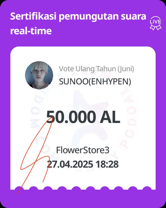 voteFlower_S2's tweet photo. Congrats RT DEAL Complicated

🎁50k Als  for #SUNOO on JUNE BIRTHDAY 

Thank you so much for participation! 
#GAdeals_voteflower https://t.co/QehRDNWc6X