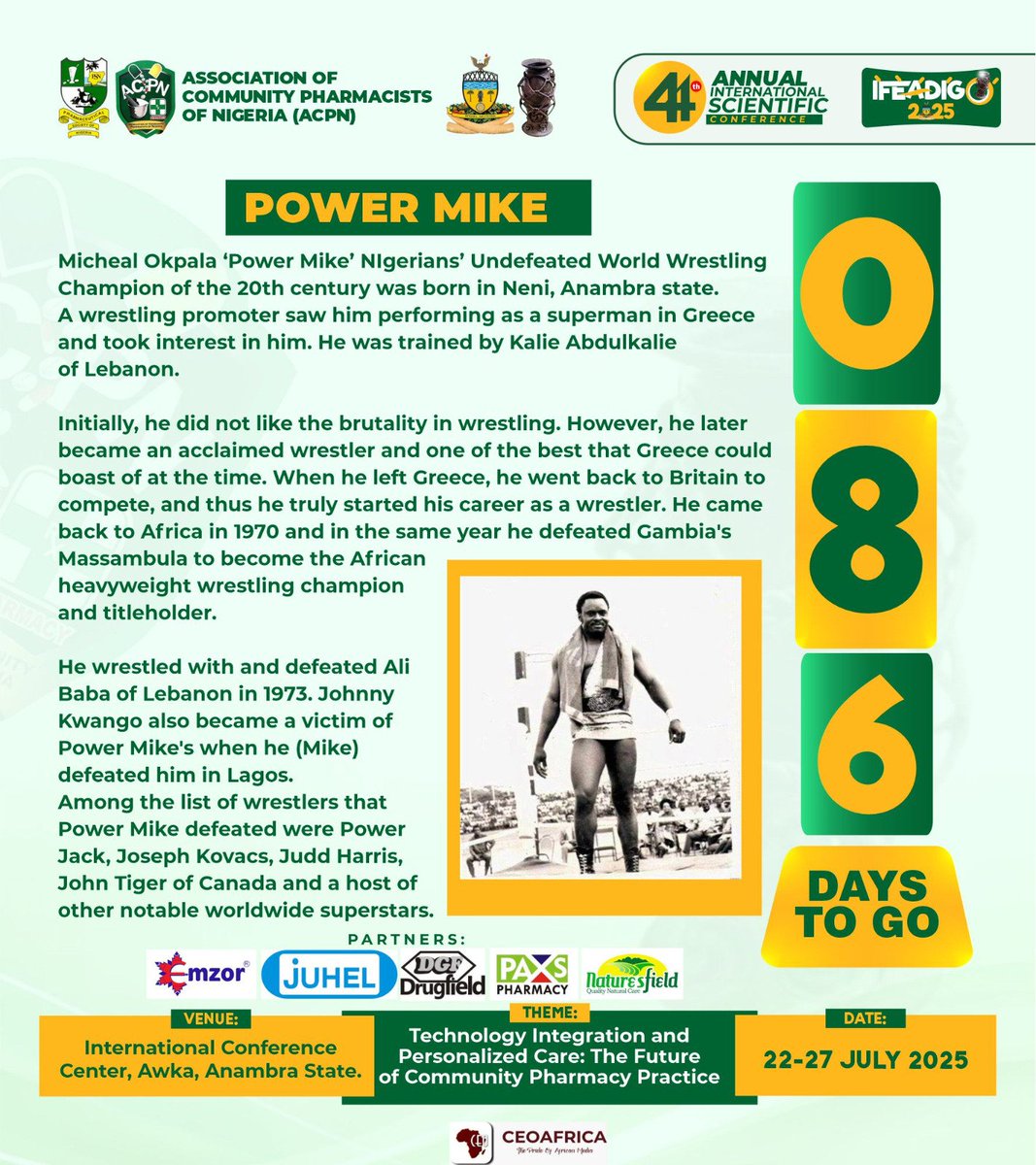 0️⃣8️⃣6️⃣days left until Awka Conference, IFEADIGO 2025.

📎To register 👇
acpnnigeria.org/conference

🗓️Date:Tuesday 22nd -Sunday 27th July, 2025. 

📍Location: International Conference Center, Awka., Anambra State.

✨Stay tuned for updates, and don’t forget to mark your calendars!