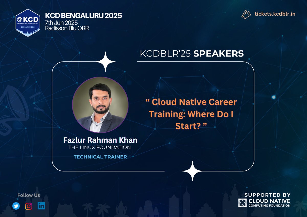 Are you ready to kickstart your cloud native career? 🎉 🎯

If you’ve ever wondered how to break into the cloud-native space or level up your skills, this session is your launchpad! Catch Fazlur Rahman Khan at KCD Bengaluru, where he'll dive into "Cloud Native Career Training –