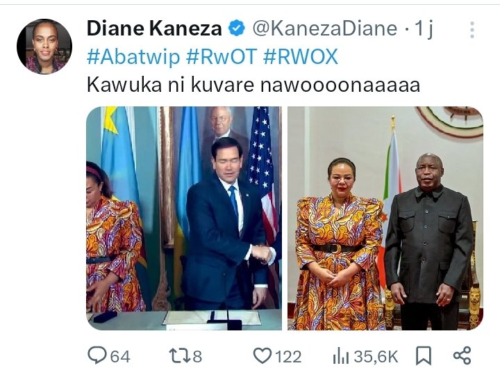 Quand on est malmené et à court d'arguments, on débite des attaques personnelles. <a href="/KanezaDiane/">Diane Kaneza 🌍</a>, tu penses vraiment avoir plus de robes que imperturbable Ministre Kayikwamba?  Parfois, il faut cacher vos idioties. <a href="/FelixMugenzi/">Mugenzi Félix</a>