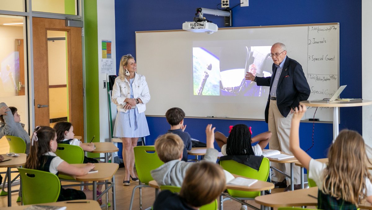 Thank you to astronaut Dr. Clint Kelly for visiting our Ninth and Tenth Agers this week! On Wednesday, Dr. Kelly, a retired engineer and the second-oldest individual to go into space, met with students to talk about his 2022 voyage.🧑‍🚀🚀

#CalvertSchool #Astronaut #Space