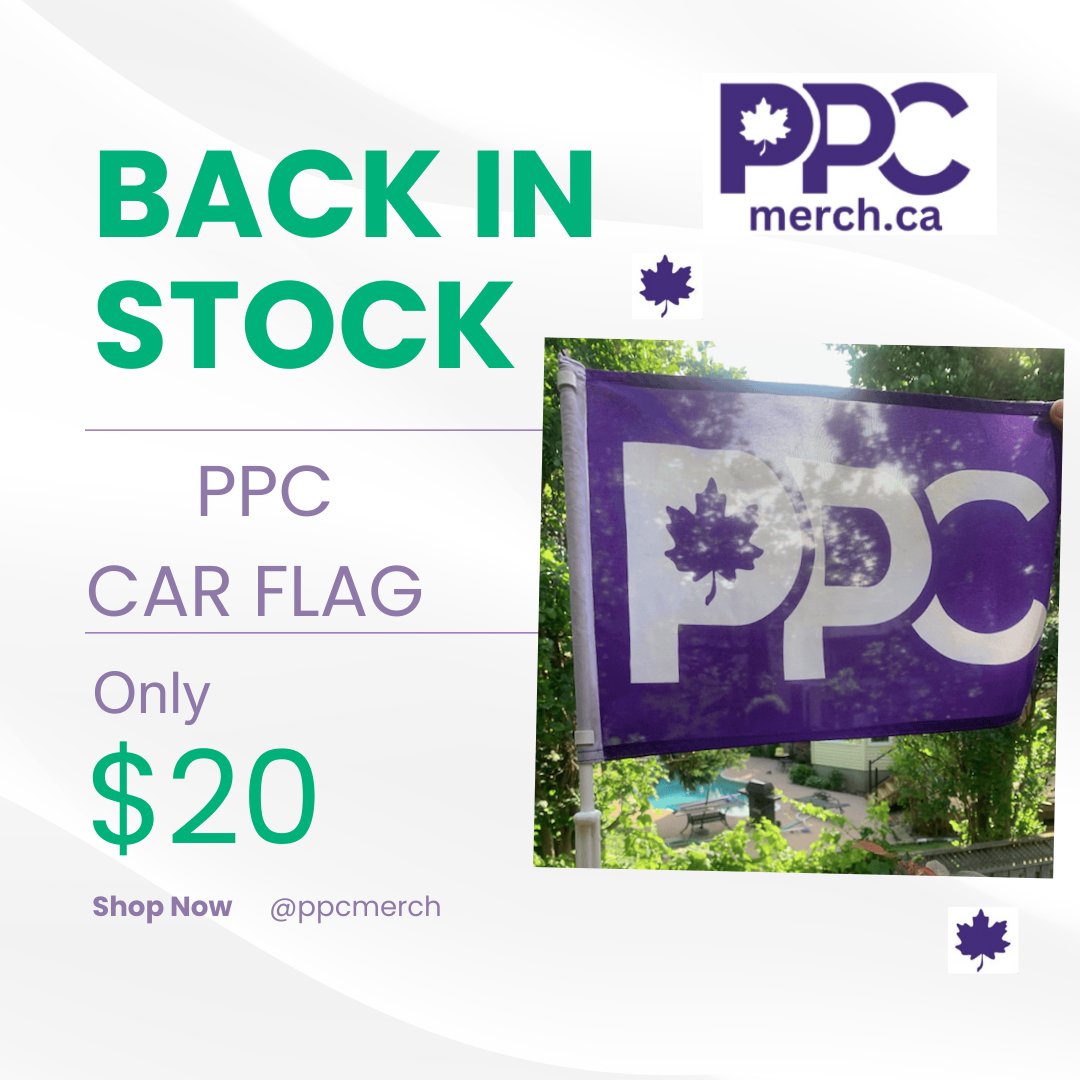 Our #PPC car flags are back in stock! Just in time to celebrate what we hope will be a big win on election night. Wave your flag with pride!  Shop Now: ppcmerch.ca 🇨🇦🟦 #PPC #Election2025  <a href="/MaximeBernier/">Maxime Bernier</a>  <a href="/peoplespca/">People's Party of Canada</a>