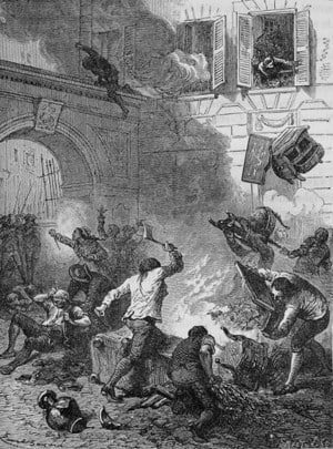 CetaitMa's tweet photo. Paris, 27 et 28 avril 1789. Dans le faubourg Saint-Antoine, à l’ombre de la Bastille, des ouvriers et des désoeuvrés investissent la fabrique de papiers peints Réveillon et la mettent au pillage. La troupe intervient et réprime la manifestation dans le sang

#histoire https://t.co/oMyPrCURCz