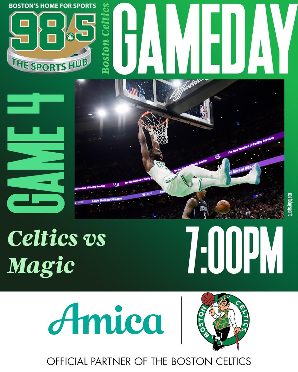 🏀 TONIGHT: The @Celtics take on the #Magic live from #Orlando for Game 4 of the first round of the NBA Playoffs! #NBAPlayoffs #Celtics #NBA #sponsored #AmicaPartner @amicainsurance #AmicaInsurance