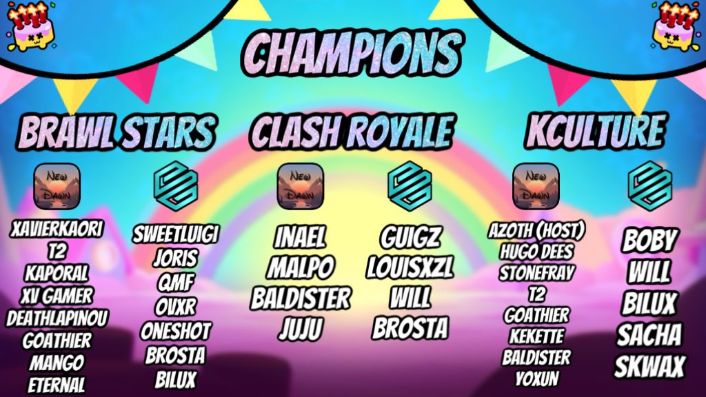 🌸 C’est l’heure du showmatch ND vs <a href="/Oriontournament/">Orion Gaming</a> !! 🎉
🍃 Venez supporter les joueurs sur les différents jeux #BrawlStars #ClashRoyale et #KCulture !! 🎮

📌 En live sur Twitch avec <a href="/HugoDees/">𝓗υgσ 𝓓ees TV ♪</a> twitch.tv/hugo_dees_tv