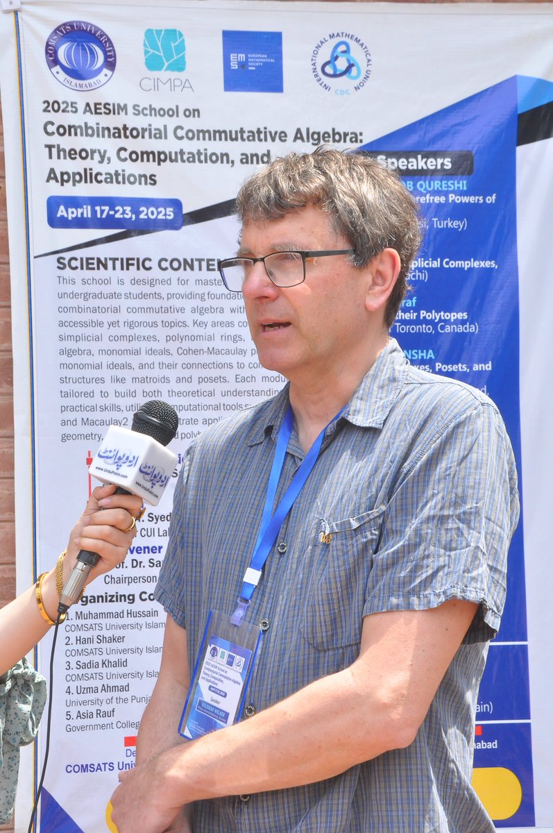CIMPA_Math's tweet image. 😊 A look back at the AESIM school "Combinatorial Commutative Algebra: Theory, Computation, and Applications", held at COMSATS University Islamabad (Pakistan) from April 17 to 23, 2025!
#CIMPA #Mathematics #Research #InternationalCooperation #AESIM #Pakistan #COMSAT