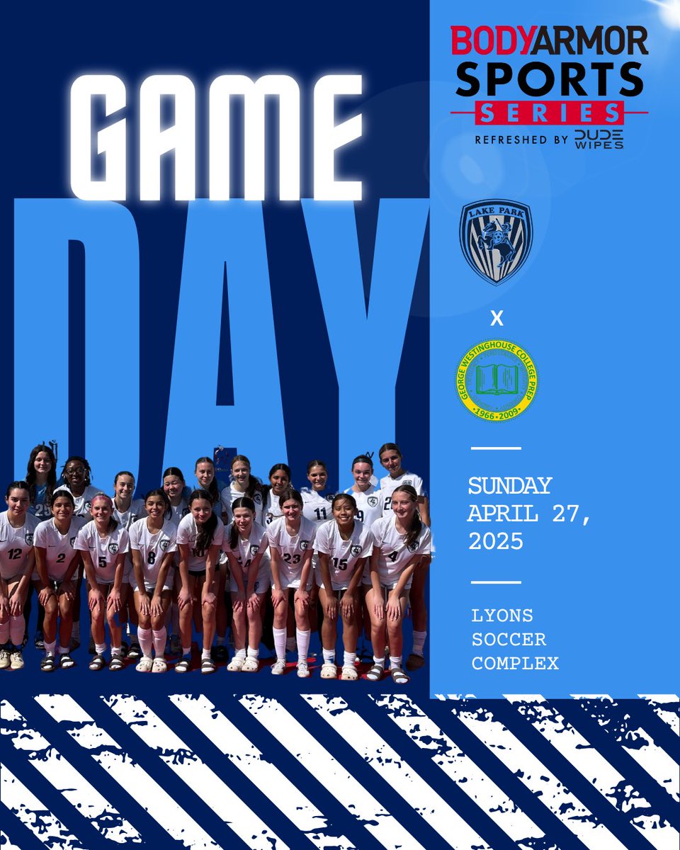 🚨CHAMPIONSHIP GAMEDAY🚨

Lake Park Varsity Girls compete in the championship of their division in the BODYARMOR Sports Series vs Westinghouse HS! Let’s go Lancers! 

VAR - 12:30 pm (Lyons Soccer Complex)
