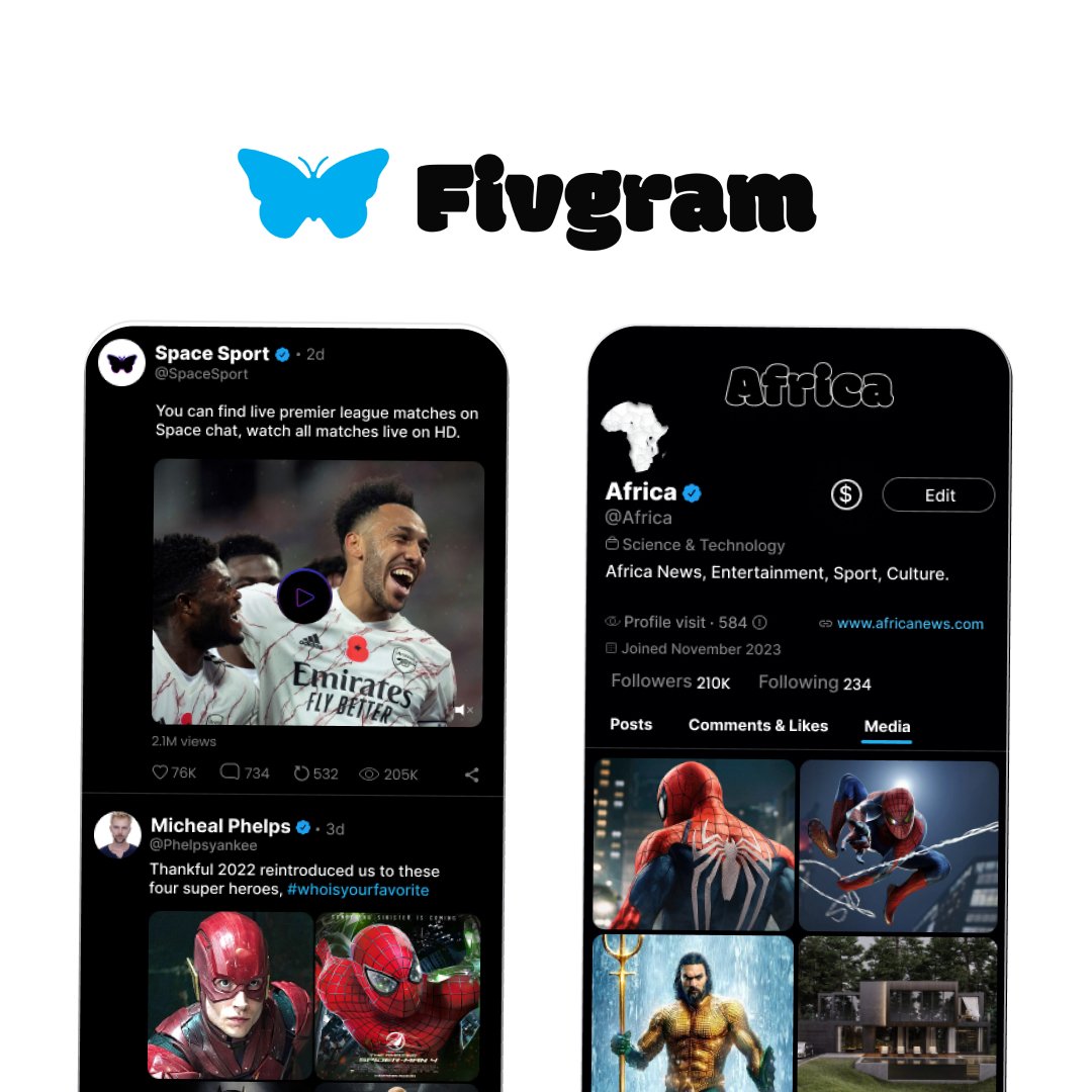 AiS (@fiendlyg) on Twitter photo Africa's leading social media app, <a href="/fivgram/">Fivgram</a>
, is here! Early users get a blue verification checkmark. Experience low-data usage, a privacy-focused payment wallet, and an integrated e-commerce store.
Sign up for the exclusive invite-only waitlist at fivgram.com Africa's leading social media app, <a href="/fivgram/">Fivgram</a>
, is here! Early users get a blue verification checkmark. Experience low-data usage, a privacy-focused payment wallet, and an integrated e-commerce store.
Sign up for the exclusive invite-only waitlist at fivgram.com