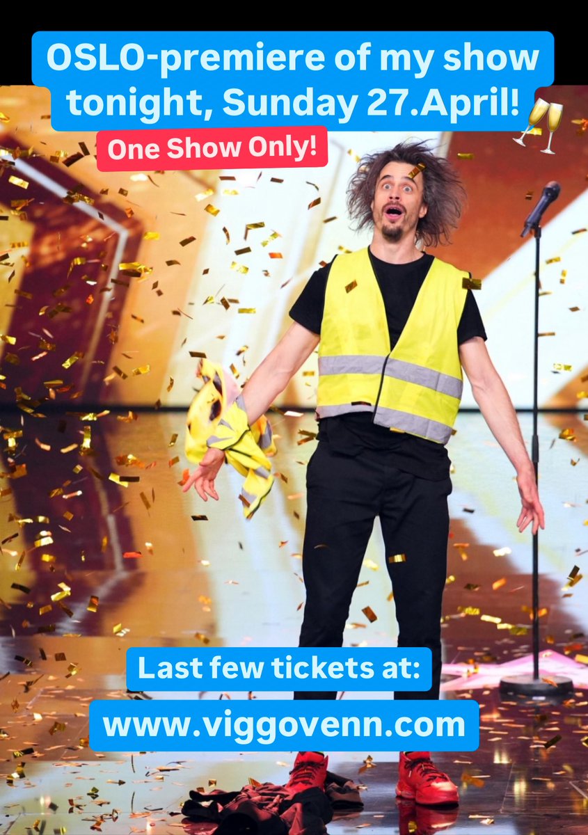 OSLO-premiere ikveld! 🥂
20.00 på Cosmopolite Scene.
Afterparty på nieu etter show!

PS: 18års grense på Cosmo, men mindreårige kan se forestillingen i følge med en edru verge.

Kun 10 billetter igjen:
viggovenn.com