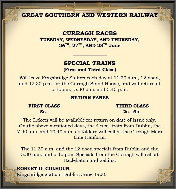 curraghhistory's tweet image. Almost 125 years ago, the Irish Derby at The Curragh Racecourse, special trains from Dublin ,returning that evening from the Curragh Stand House platform. All aboard……