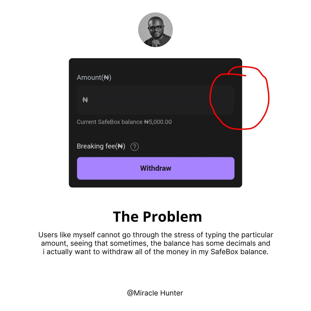MiracleHunter_'s tweet photo. Dear @OPay_NG I have been using the Safebox feature of the Opay app for a while now and discovered that withdrawing can sometimes be stressful because I have to type the amount manually. As a product designer, I proposed a solution. Look through — I hope it works. https://t.co/AKvRLXnzwO