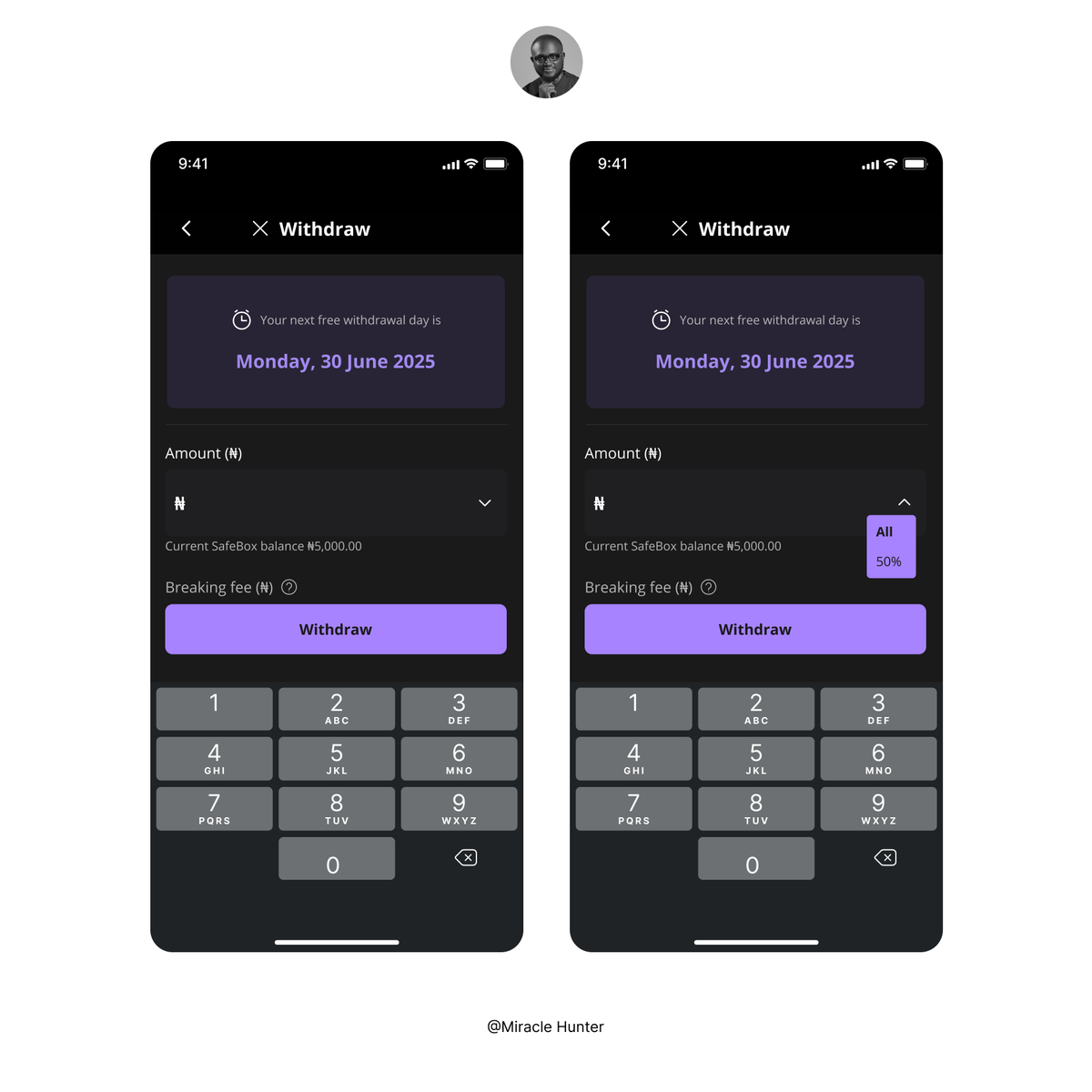 MiracleHunter_'s tweet photo. Dear @OPay_NG I have been using the Safebox feature of the Opay app for a while now and discovered that withdrawing can sometimes be stressful because I have to type the amount manually. As a product designer, I proposed a solution. Look through — I hope it works. https://t.co/AKvRLXnzwO