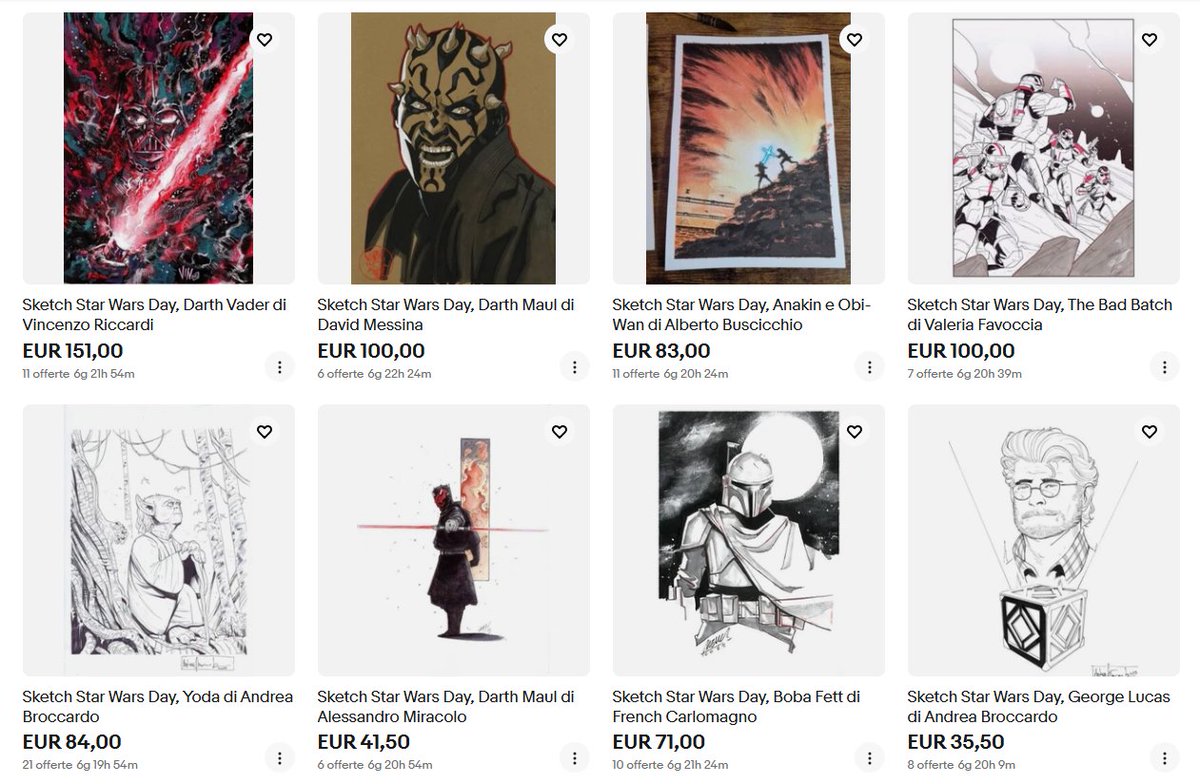 Our charity auction for this Star Wars Day is up! All the proceeds will be donated to UGI, which is the Italian Parents Association against child cancer.
We have collected amazing sketches by great artists: this is your opportunity to grab amazing original art and do some good!