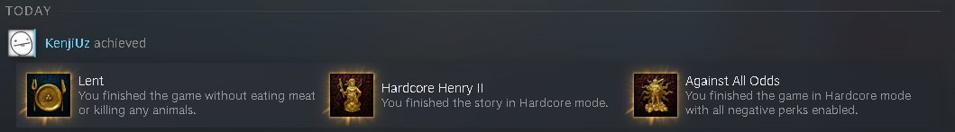 KenjiUz (@kenjiuz46) on Twitter photo Took me quite a while to gain these.
Thank you <a href="/WarhorseStudios/">Warhorse Studios</a> for the amazing journey.
Getting back to hibernation now Took me quite a while to gain these.
Thank you <a href="/WarhorseStudios/">Warhorse Studios</a> for the amazing journey.
Getting back to hibernation now
