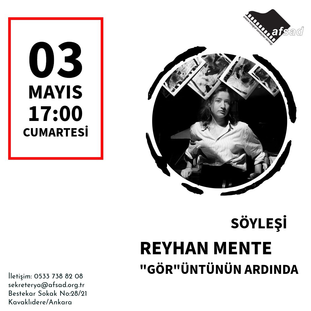 AFSAD (@afsad_org_tr) on Twitter photo Reyhan Mente
<a href="/reyhanmente/">reyhanmente</a>
“GÖR”’ÜNTÜNÜN ARDINDA
3 Mayıs Cumartesi günü saat 17:00’de AFSAD’da görüşmek üzere.
#afsad #ankara #söyleşi Reyhan Mente
<a href="/reyhanmente/">reyhanmente</a>
“GÖR”’ÜNTÜNÜN ARDINDA
3 Mayıs Cumartesi günü saat 17:00’de AFSAD’da görüşmek üzere.
#afsad #ankara #söyleşi