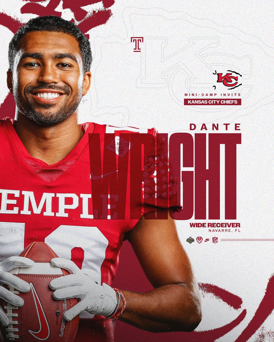 Do what you do best 💪

<a href="/DanteWright8/">Dante Wright</a> heads to the <a href="/Chiefs/">Kansas City Chiefs</a> on a Rookie Mini-Camp Invite!

#TempleTUFF