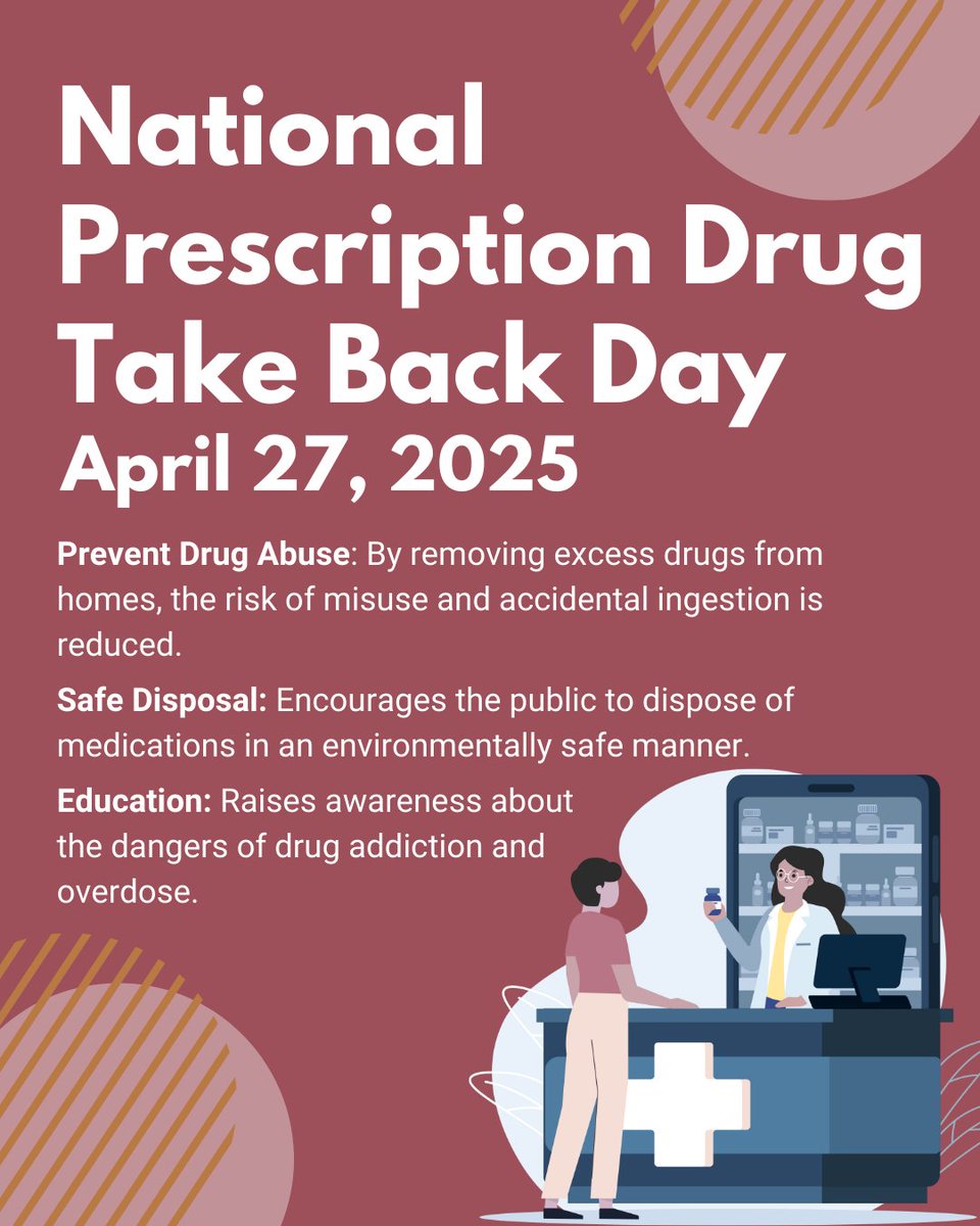 IowaACP's tweet image. National Drug Take Back Day is a biannual event by the DEA, providing a safe way to dispose of unused or expired medications. Temporary collection sites are set up nationwide. Visit the DEA website for details on locations and dates.