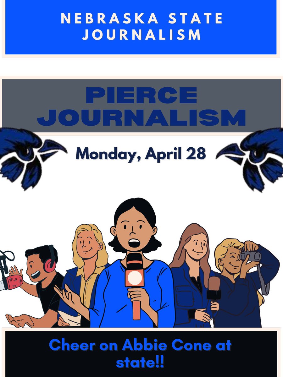 Best of luck to Abbie Cone as she heads to the NSAA State Journalism contest tomorrow in Norfolk. She will be competing in newspaper feature writing. #piercebluejays