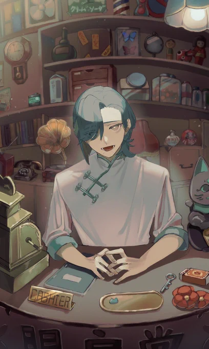 「いらっしゃい、なにをお望みかな?」 #illustration #oc