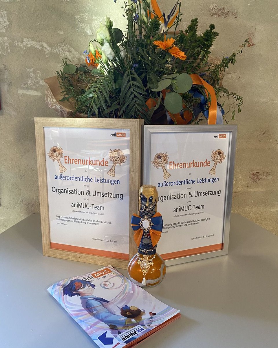 Vielen lieben Dank an die Community für die Würdigung und Übergabe der Ehrenurkunde an das Team der aniMUC für außerordentliche Leistungen bei der Organisation und Umsetzung. Danke an alle, die beteiligt waren und danke an alle von euch, die sich bei uns Zuhause fühlen!