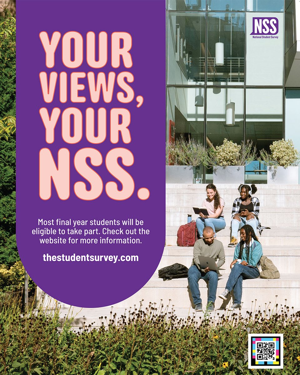 Eligible final year students: You only have a few days left to have your say in the National Student Survey (NSS).

Head to thestudentsurvey.com to complete the survey, or check your student inbox for your unique survey link. 

The survey closes on Wednesday 30 April.