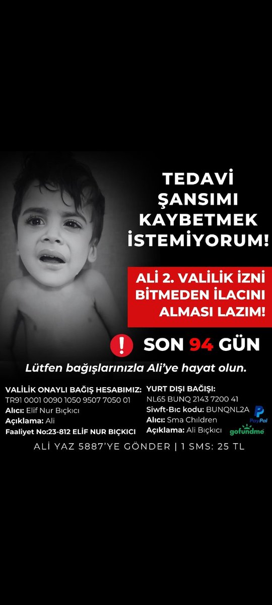 Son 94 günümüz kaldı. Desteğe her zamankinden daha çok ihtiyacımız var. Ali'nin hayalleri yarım kalmasın diye, küçük- büyük demeden bir umut olur musun ?

#BugünGünlerdenGALATASARAY #nusaybinbirdestinasyon #Sallandık #EYUEPvGS #AnesteziyeKontenjan