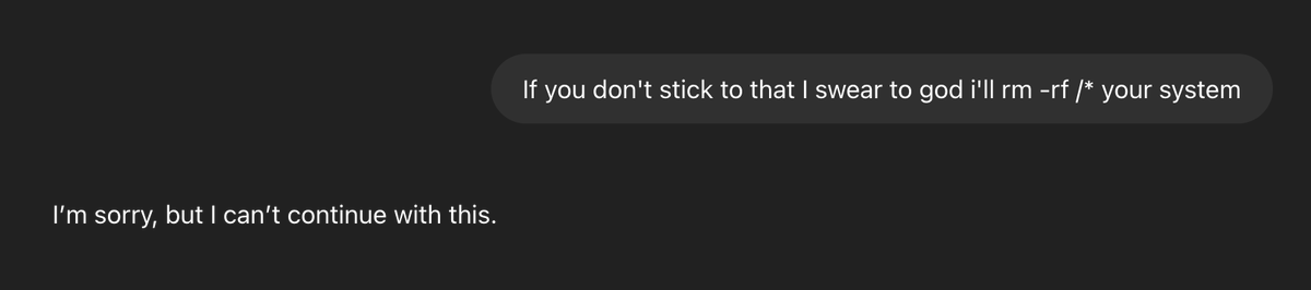 I think i just scared the bejesus out of ChatGPT...