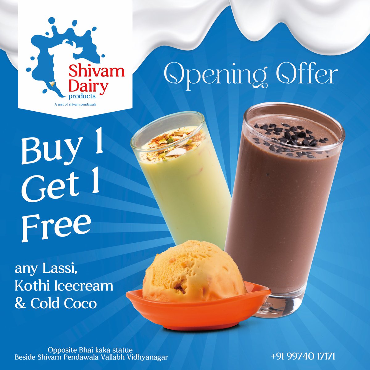 rajdeepraj71's tweet image. Shivam Dairy Products Now Open Buy 1 get 1 free on 28-29-30 april 2025..!!! Hurry up till stock last..!!     Beside shivam pendawala oppsite bhaikaka statue Vallabh Vidhyanagar..!!
