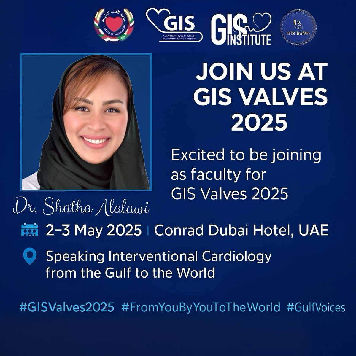 Join us at #GISValves2025

<a href="/GIS_SoMe/">GIS_SoMe</a> is the pulse 
<a href="/GisGulf/">Gulf Intervention Society - GIS</a> takes the lead 

🗓️ 𝐆𝐈𝐒 𝐕𝐀𝐋𝐕𝐄𝐒 𝟐𝟎𝟐𝟓 
📍 May 2–3 | Conrad Dubai

#GISValves2025 #GISNewsStudio #WeekendUpdate
#FromYouByYouToTheWorld #CardiologyLeadership
#GulfVoices #StructuralHeart #ThisIsGIS
