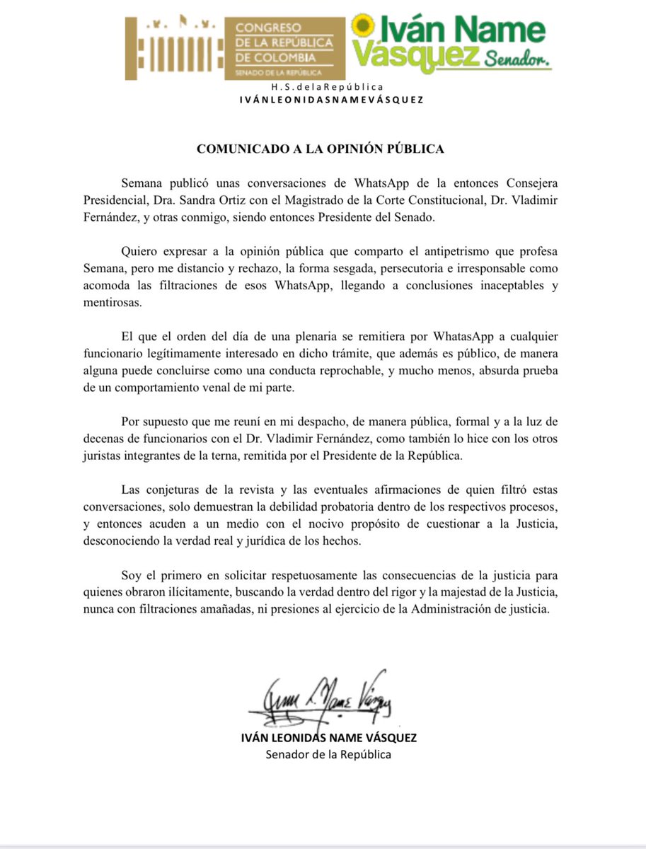Comunicado a la Opinión Pública
