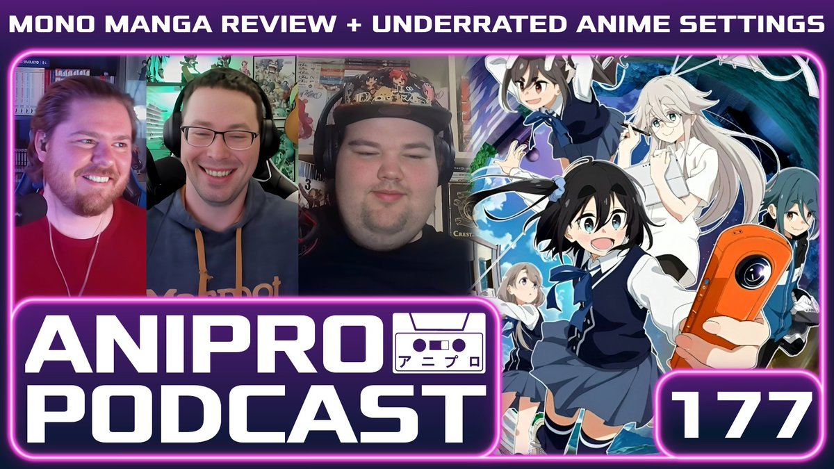 Mike is back from Japan to help Cole and Jay review the Laid Back Camp sister manga: Mono! Does it live up to the prestige of afro's previous work?

Head over to anipropod.com for links to the episode and find out our thoughts!