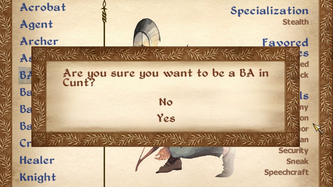 i didn't know i could make a custom class in the original oblivion. this is so fun