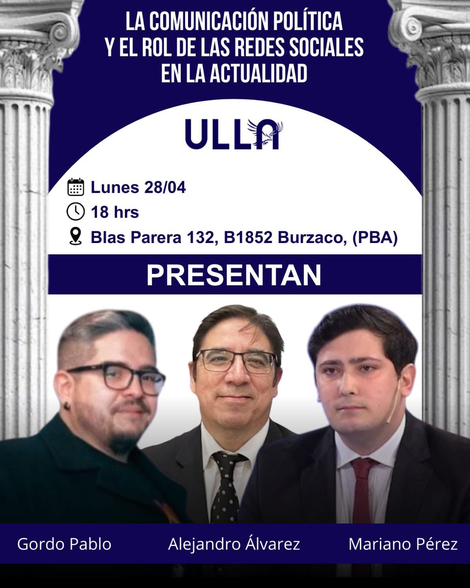 mazzo_francisco's tweet photo. Gran evento en la Universidad Nacional de Almirante Brown!

No te lo podes perder 🇦🇷

ULLA AVANZA 

@ULLA_PBA @ULLAUNAB https://t.co/cKRocrdWyR
