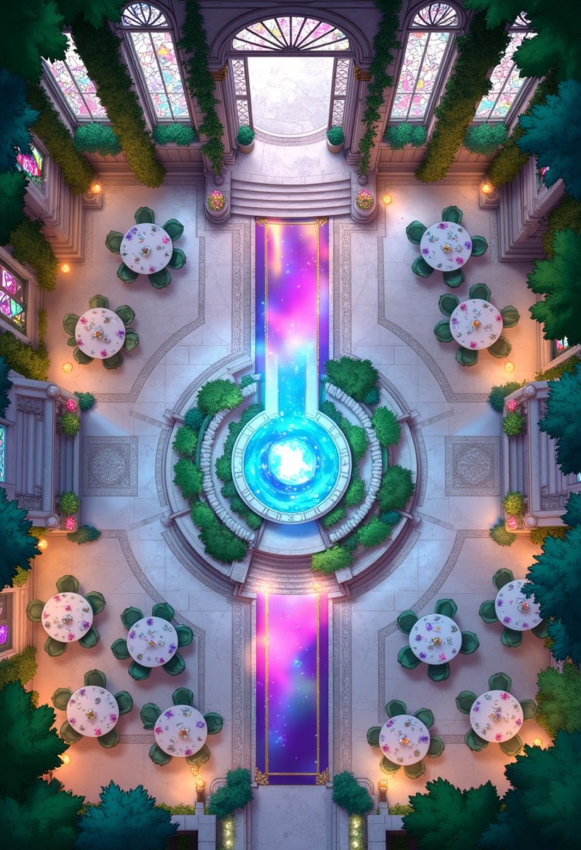 Astral Observatory🎇

Step into this enchanted dining hall where cosmic energies flow through the heart of elegance. A perfect setting for your next high-stakes negotiation or magical banquet.

---------------------------

#dnd #dnd5e #ttrpg #dungeonsanddragons #maps #dndmap