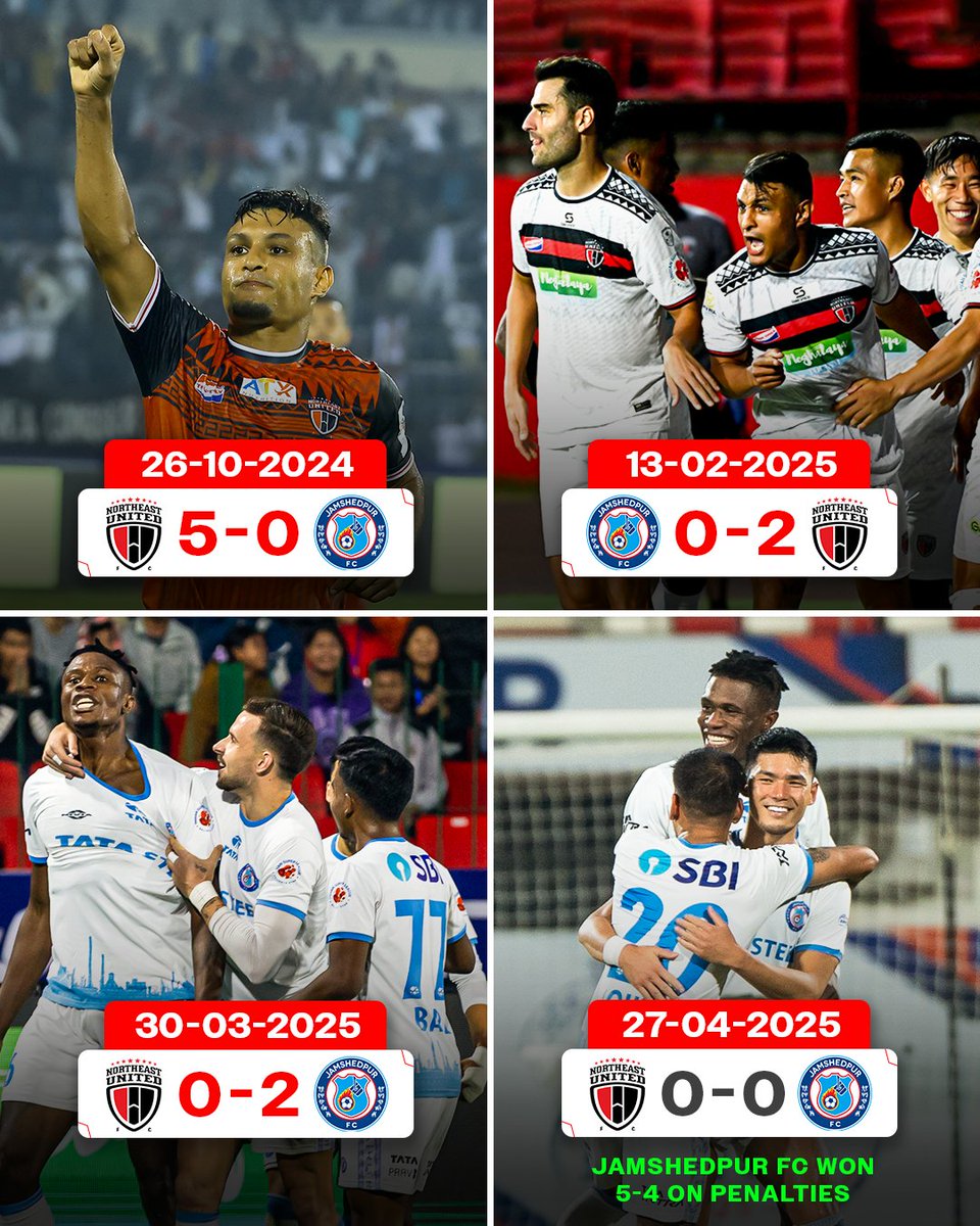 IndSuperLeague's tweet photo. .@NEUtdFC vs @JamshedpurFC has been fiery this season! π₯
#NEUJFC #ISL #ISLPlayoffs #KalingaSuperCup #NorthEastUnitedFC #JamshedpurFC https://t.co/S9Eo815SQK
