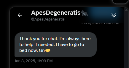 TarsiusNFTClub's tweet photo. @ApesDegeneratis @NFTmedaddy @AbstractChain Okay, I'll get into your private message game here too.

If you need help, ask me, I won't give it to you :) https://t.co/fQoNZ1l5Kz