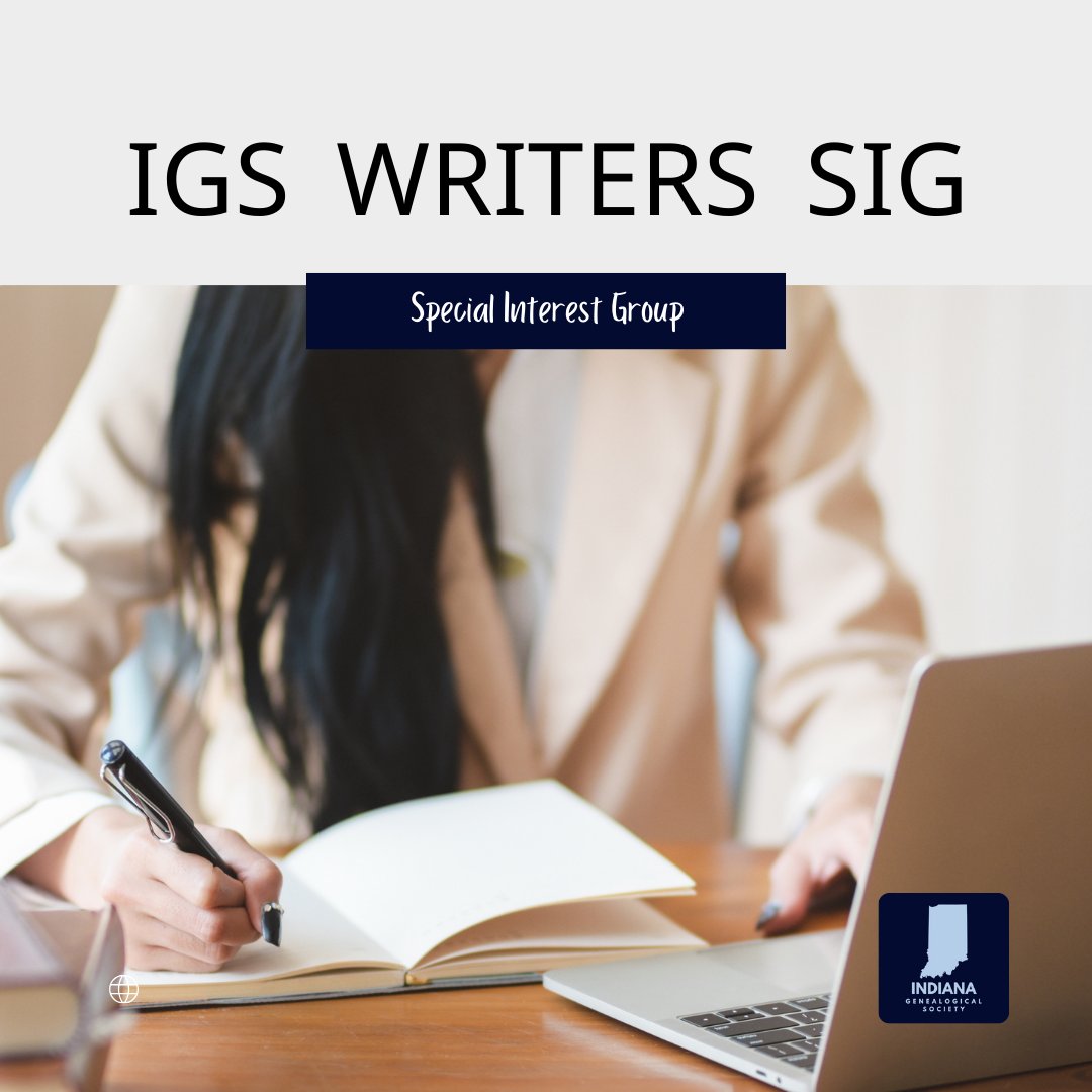 indianagensoc's tweet image. 📝 New or experienced, all genealogy writers are welcome in the IGS Writers SIG!
📅 First Zoom meeting: Tues, May 13 @ 6:30 PM ET
📧 IGS members: Email publications@indygenes.org to join!
#IGSWritersSIG #GenealogyWriters #StorytellingMatters