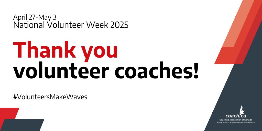 To every volunteer coach across Canada - thank you. 💙

Your dedication, passion, and care make sport possible. This #NVW2025, we honour the waves of impact you create every day.

#VolunteersMakeWaves🌊 #ThankYouCoaches #CoachingMatters #VolunteerCoach