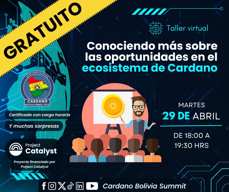Cardano Bolivia Summit 2025 (@cardanosummitbo) on Twitter photo 🚀 ¡Tenemos a nuestros invitados confirmados para el taller virtual!
<a href="/DanielaHubBr/">Daniela | Blockchain</a> y <a href="/RiveroMartinOK/">Martin Rivero</a> dos referentes que están transformando el ecosistema de Cardano🔥
Te contamos quiénes son en este hilo.
👇
#CardanoBoliviaSummit #TallerWeb3 🚀 ¡Tenemos a nuestros invitados confirmados para el taller virtual!
<a href="/DanielaHubBr/">Daniela | Blockchain</a> y <a href="/RiveroMartinOK/">Martin Rivero</a> dos referentes que están transformando el ecosistema de Cardano🔥
Te contamos quiénes son en este hilo.
👇
#CardanoBoliviaSummit #TallerWeb3