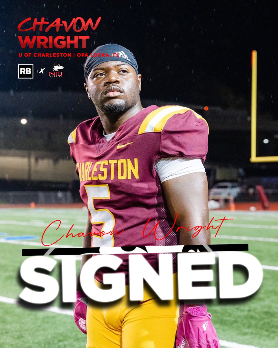 NIU Football (@niu_football) on Twitter photo NEW HUSKIE ALERT๐จโ๏ธ2๏ธโฃ5๏ธโฃ
Weโve got ourselves a playmaker from the sunshine state!! โ๏ธ <a href="/Von_tofly/">Chavon Wright</a> is a Opa Locka, Fl native and is coming from the University of Charlestonโผ๏ธ
#HU2KIE5 | #TheHardWay ๐ฆด๐พ NEW HUSKIE ALERT๐จโ๏ธ2๏ธโฃ5๏ธโฃ
Weโve got ourselves a playmaker from the sunshine state!! โ๏ธ <a href="/Von_tofly/">Chavon Wright</a> is a Opa Locka, Fl native and is coming from the University of Charlestonโผ๏ธ
#HU2KIE5 | #TheHardWay ๐ฆด๐พ