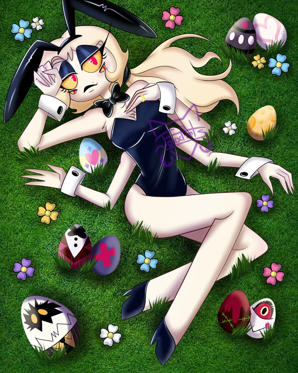 Happy (Late) Easter!🐰🌼 ft Evelyn (OC) #HHOC #HazbinHotelOC #HelluvaBossOC #Hellaverse #hellaverseoc #HazbinHotel #HelluvaBoss