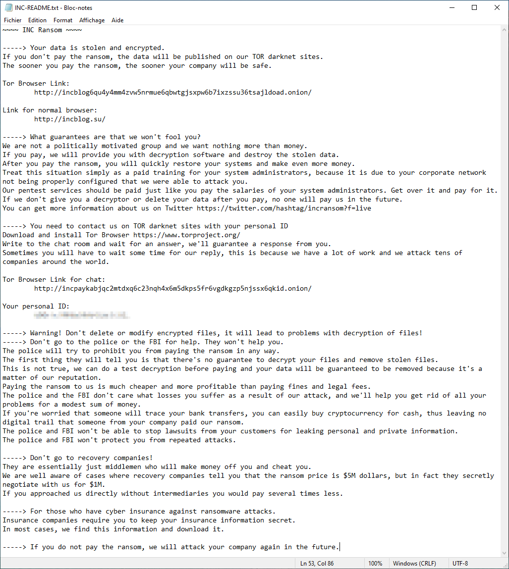 #incransom #ransomware
incblog6qu4y4mm4zvw5nrmue6qbwtgjsxpw6b7ixzssu36tsajldoad .onion
incpaykabjqc2mtdxq6c23nqh4x6m5dkps5fr6vgdkgzp5njssx6qkid .onion
incblog .su