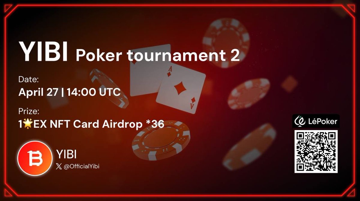 OfficialPefi's tweet photo. 🃏Yibi Poker Tournament 2 Is Live🃏

Hurry to the table and sit down. 🪑

♣️ Poker face get ready ♦️

@OfficialYibi @lepokergame good luck 🍀 

#Yibi #Web3 #Poker #Lepoker #PEFI https://t.co/N1pgTB8Hlj